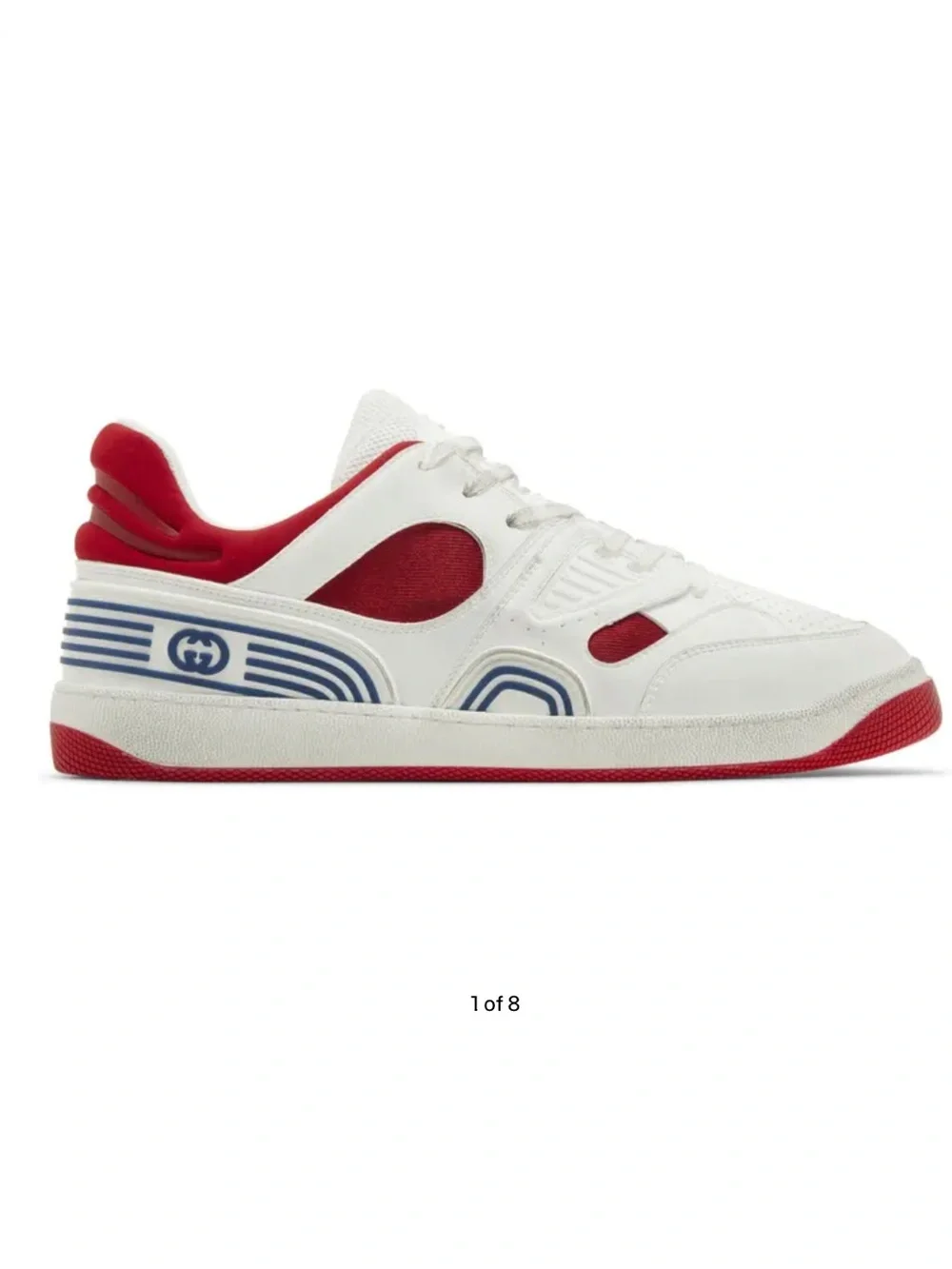 Gucci White and Red Low-Top Sneakers